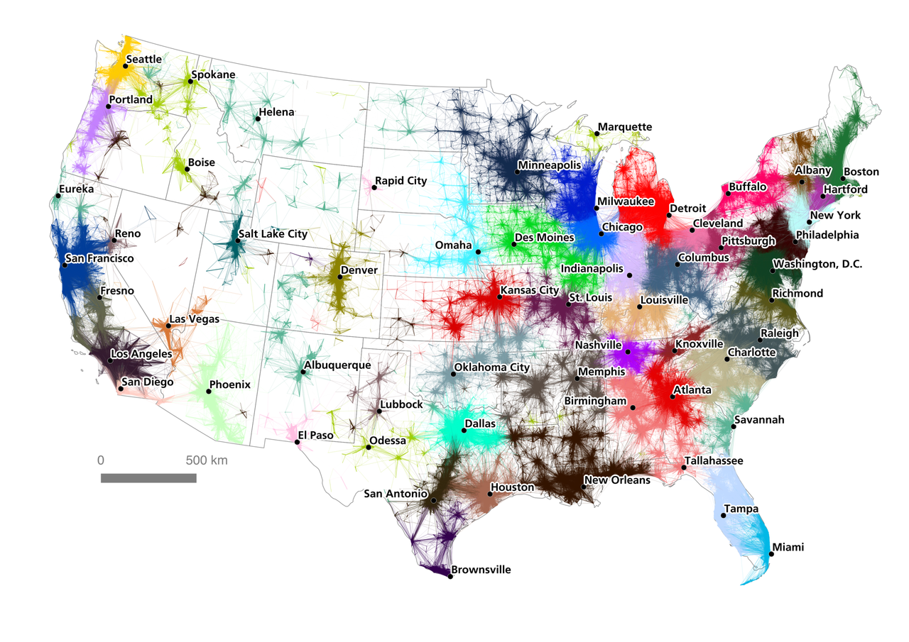 American regions, based on commutes.