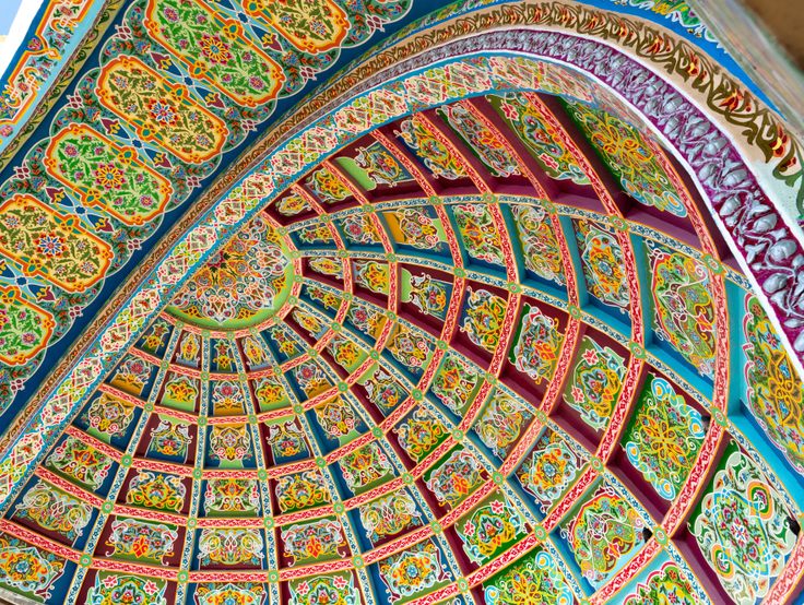 An intricitly designed ceiling in Khujand