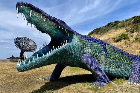 First place: Gary Schatan's photograph of huge alligator and gramophone in San Francisco Bay, California. 