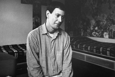 Joe Orton at home in Islington, London, 1966.