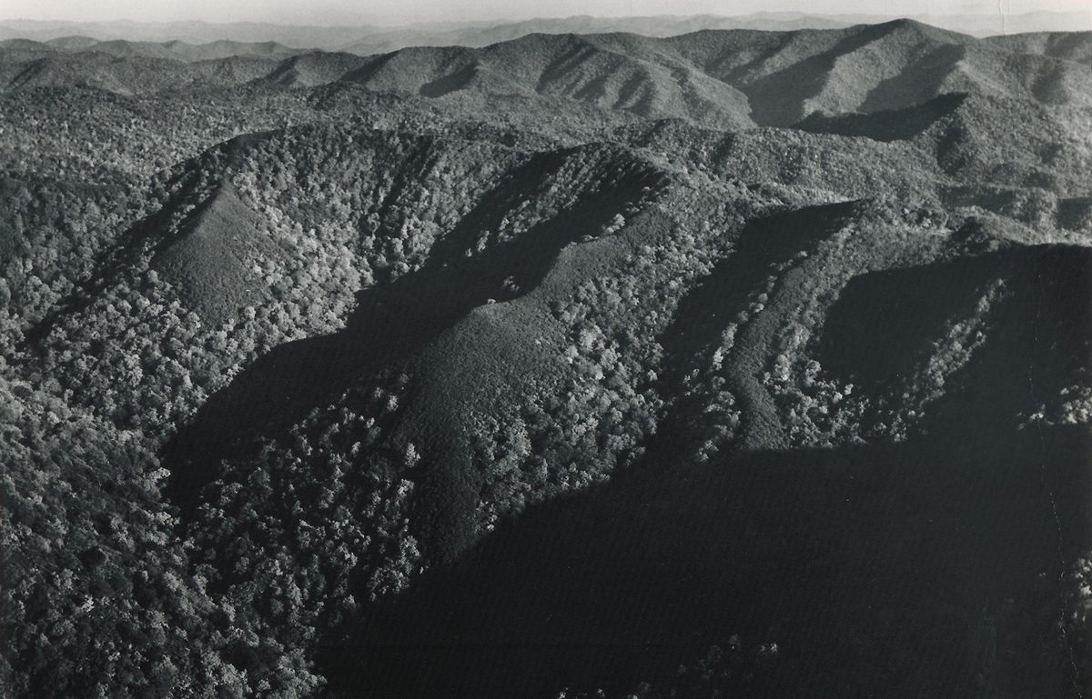 An aerial view of the Great Smoky Mountains National Park.