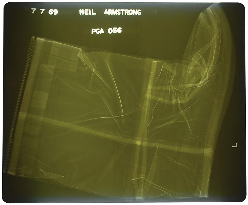 An X-ray of Neil Armstrong's boot, taken to test their safety and integrity.