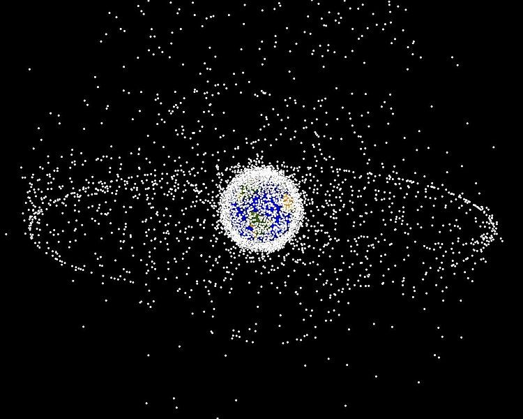 A NASA illustration of space junk orbiting the earth.