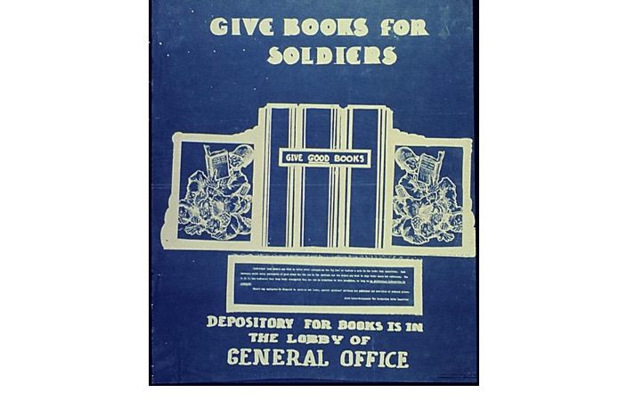 This flyer from 1942 urges civilians to "GIVE GOOD BOOKS."