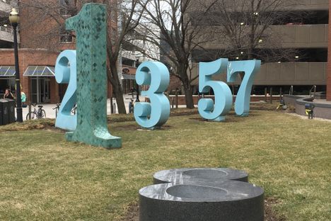 Larger than life numbers outside the math and engineering buildings at The Ohio State University.