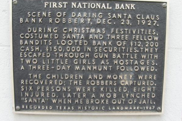 Plaque at the former bank site.