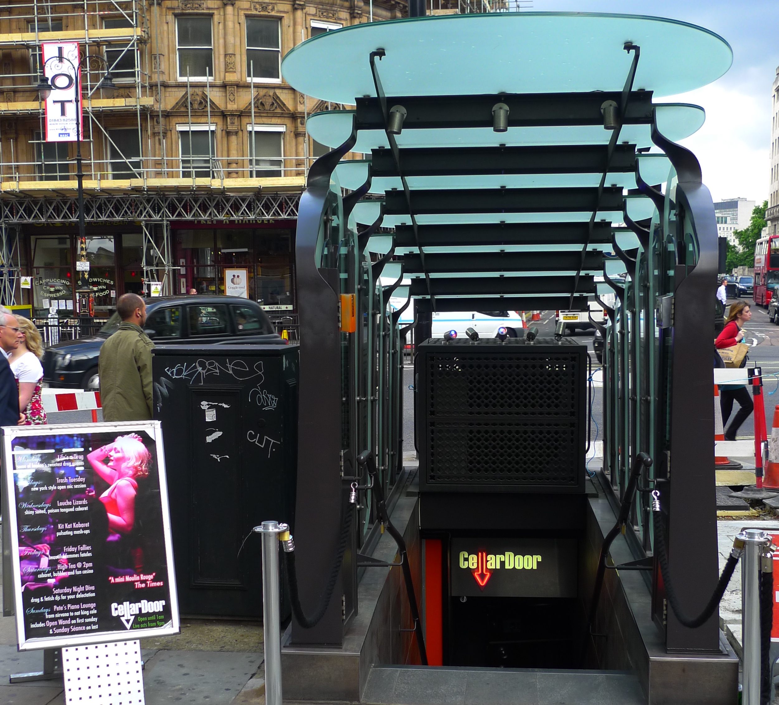 The entrance to Cellar Door, beneath the streets.