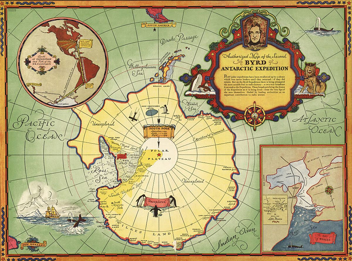 A map of Byrd's second Antarctic expedition (and the cows' first).