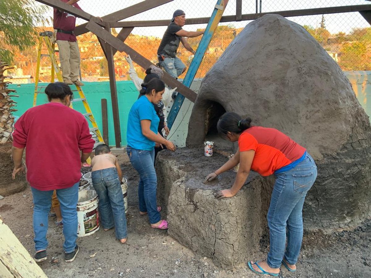 Building the horno was a group project.