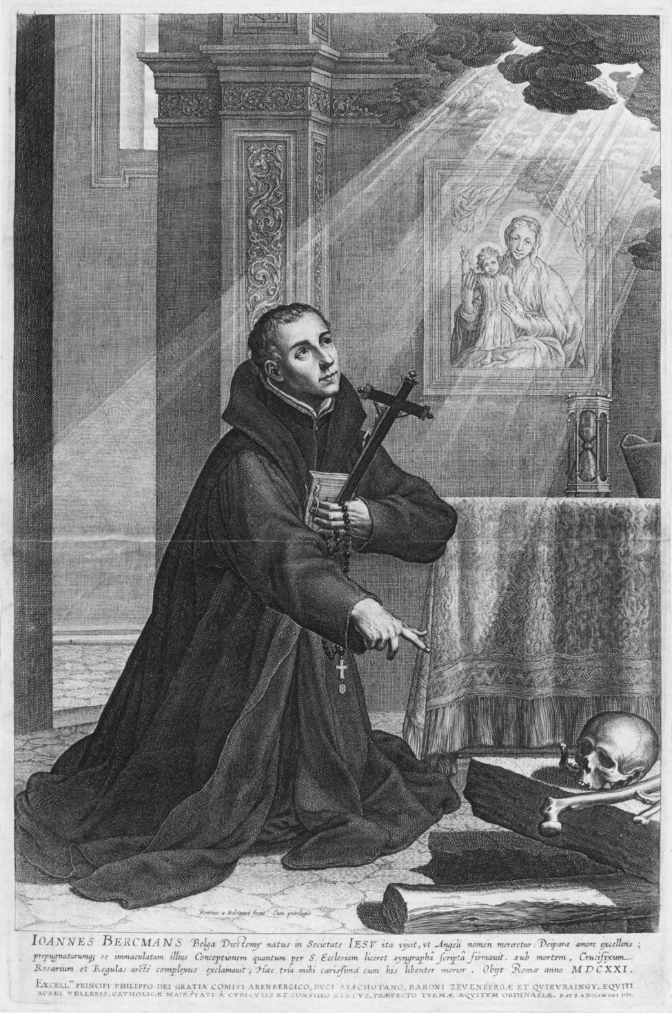 A 17th-century engraving of John Berchmans.