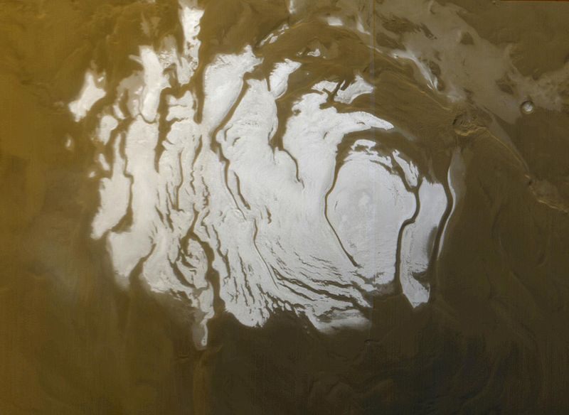 The southern polar cap of Mars.