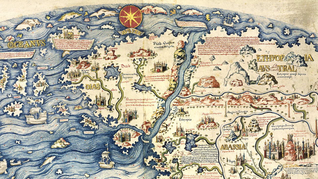 Detail from Fra Mauro's map, a work of unprecedented thoroughness and accuracy.