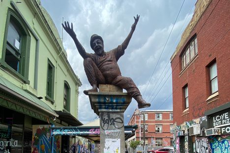 Mr Poetry (Adrian Rawlins) Statue.
