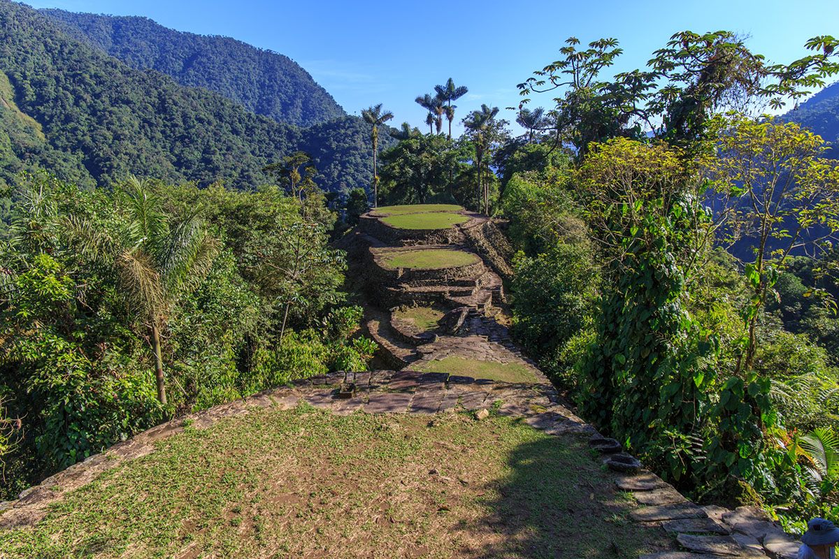 The panorama of the Lost City.  The round clearings, where houses once sat, extend down the sides of the mountains.  Many believe that only a small portion of the Lost City has been excavated at this point. 