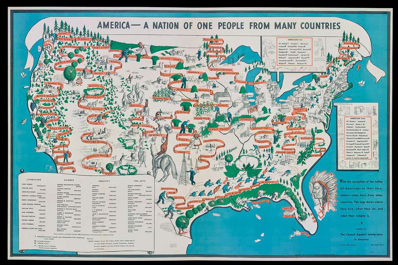 "America—A Nation of One People From Many Countries," by Emma Bourne published in 1940 by the Council Against Intolerance in America.