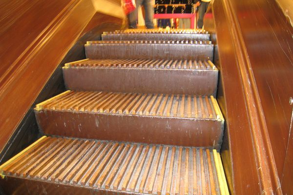 The wooden escalators at Macy’s are almost 100 years old.