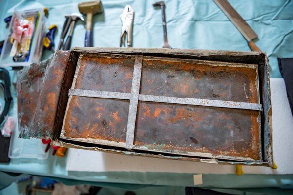 The copper time capsule was sunk inside another copper box, for extra protection.