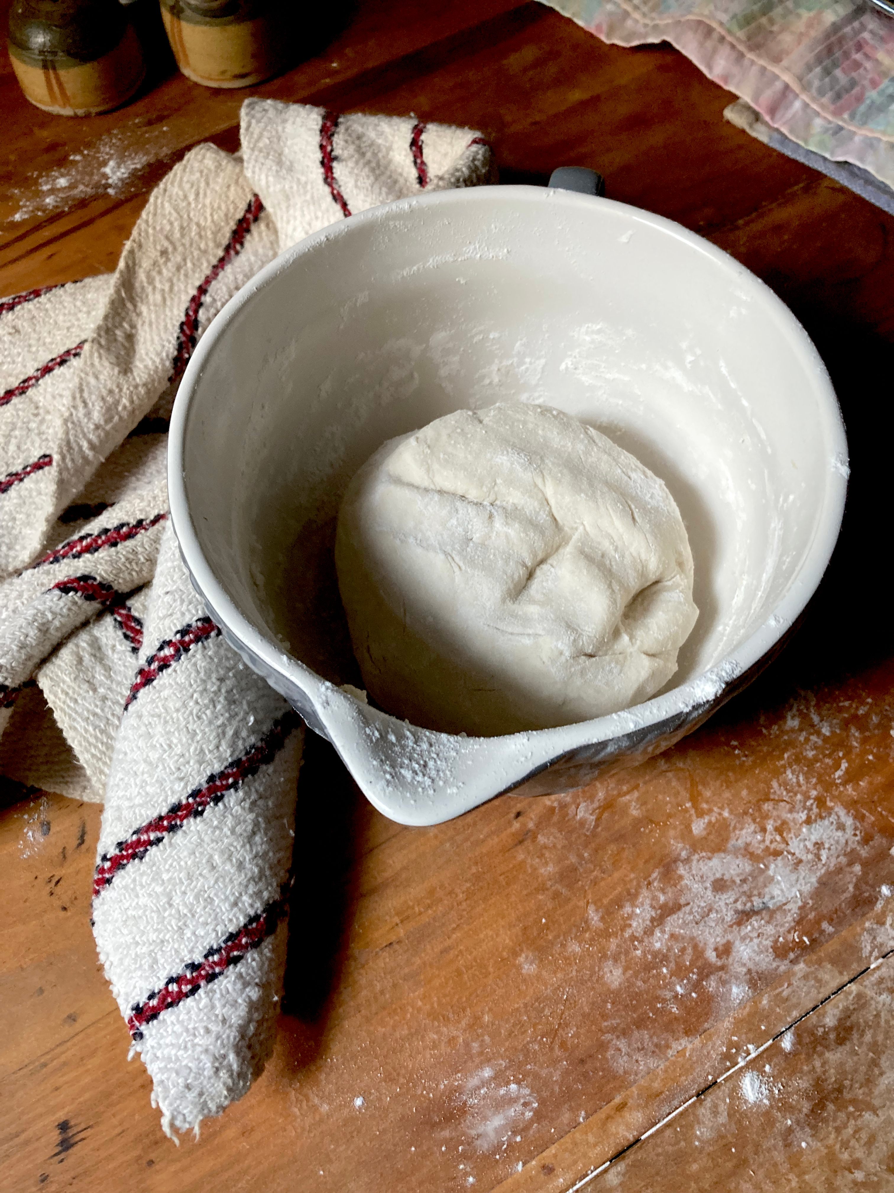 Leave the dough to rise until it doubles in size.