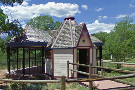 A tuberculosis hut converted into a visitor center at Rock Ledge Ranch
