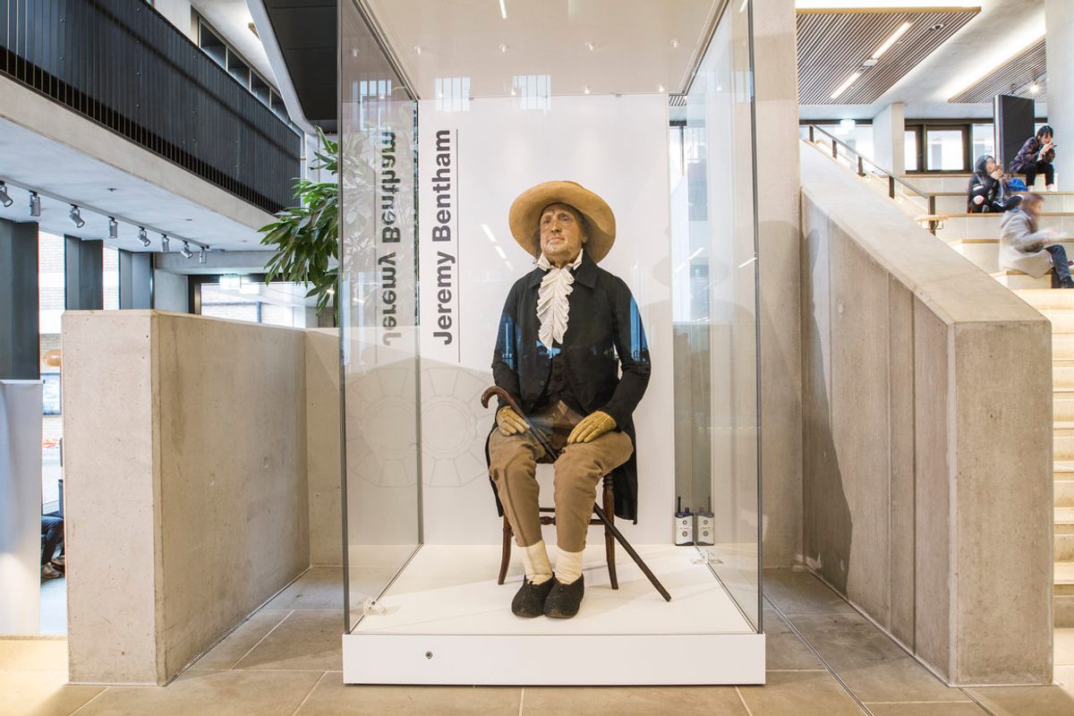 Jeremy Bentham's bones sit at University College London—and the school needs help transcribing his manuscripts, too.