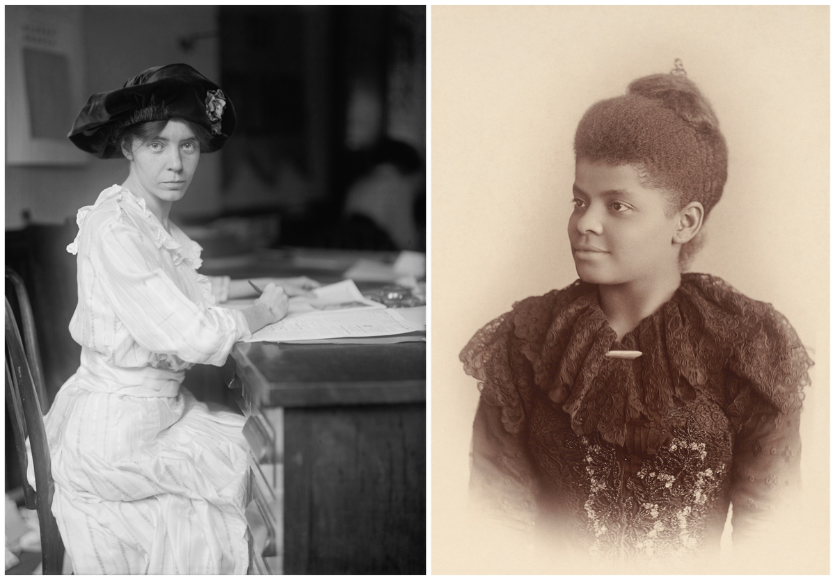 Alice Paul in 1915 (left); activist and journalist Ida B. Wells (right) refused to be marginalized by white Suffragists, including Paul.