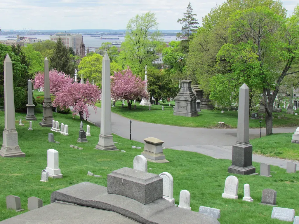 Green-Wood Cemetery, overlooking New York Harbor.