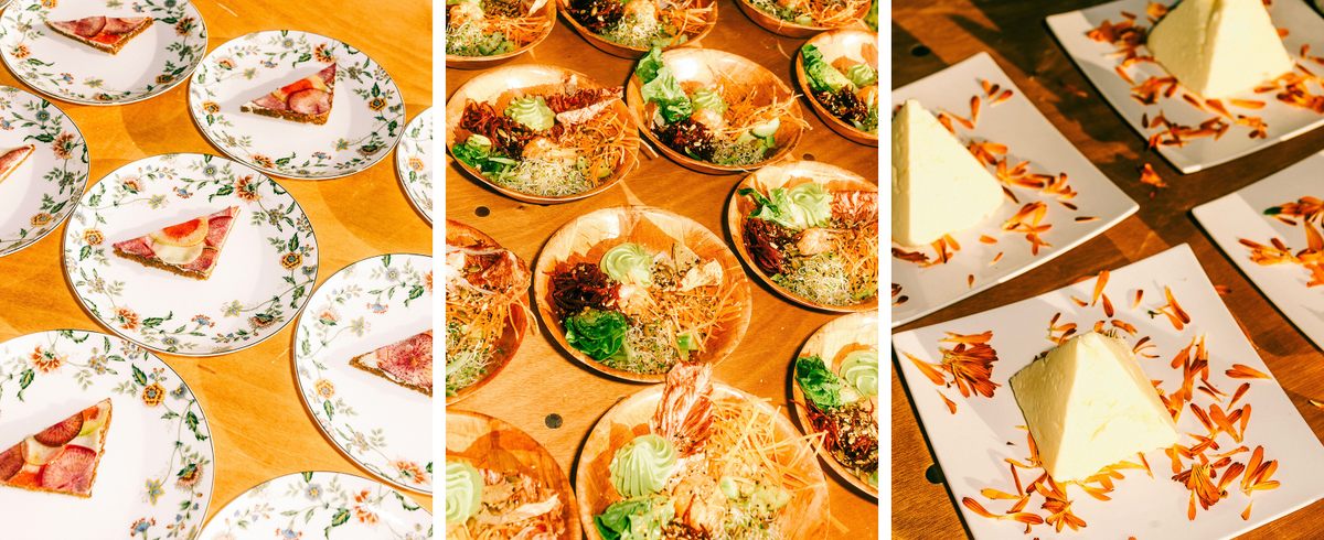 Psychedelic Toast, Aware Salad, and pyramids of raw, cultured butter (left to right).