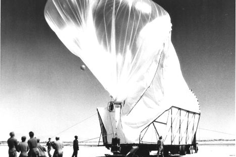Launch of a Project Moby Dick balloon at Holloman Air Force Base, New Mexico circa 1955.