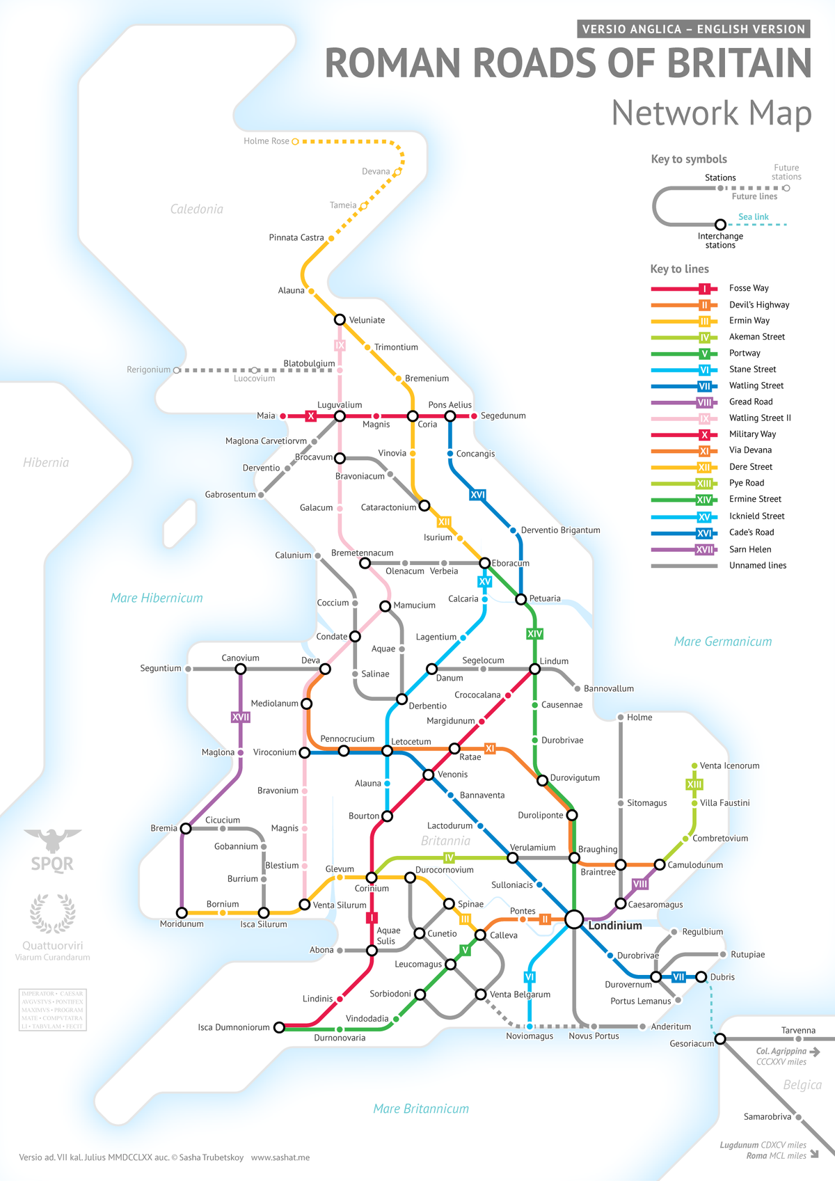 Sasha Trubetskoy's subway-style map of Roman roads. 