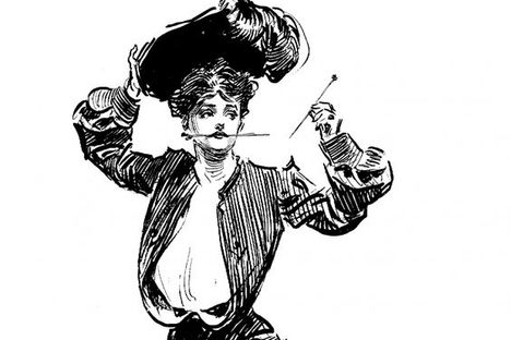 The iconic Gibson Girl, drawn by Charles Dana Gibson, pinned her hair up on her head, with hatpins to keep her hat in place. 