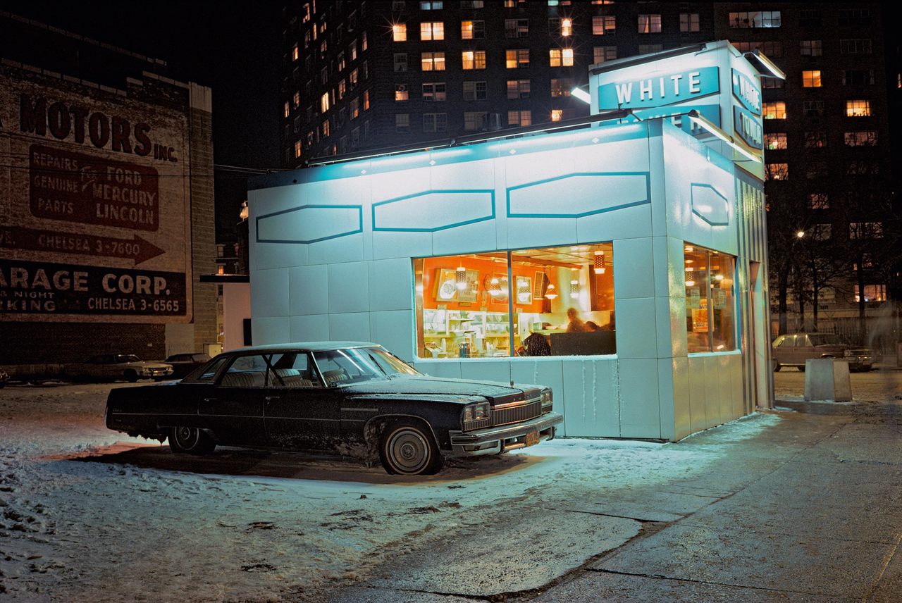 <em>White Tower car, Buick LeSabre, Meatpacking District, 1976.</em> From <em>Cars - New York City, 1974 - 1976</em>, by Langdon Clay.