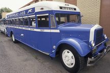 A 1927 Greyhound bus on display at the museum.