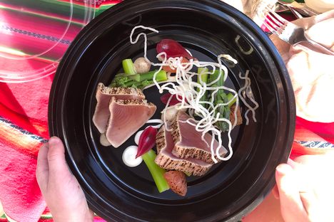 One of the courses at Atelier's drive-through: tuna tataki.