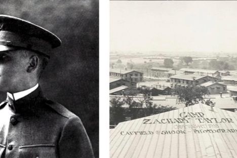 F. Scott Fitzgerald poses in his military uniform in 1917; he was sent to Camp Zachary Taylor in Louisville in March 1918.
