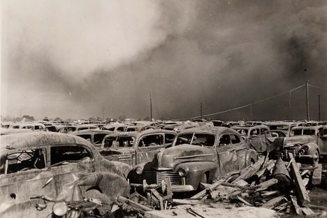 Parking lot 1/4 of a mile away from the explosion