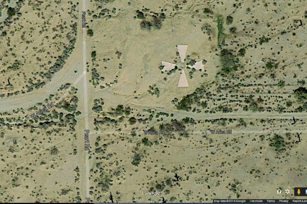 One of the crosses viewed from a Google satellite.
