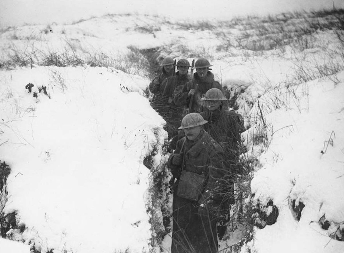 Men at the front were at serious risk of trench foot, ca. 1914–18.