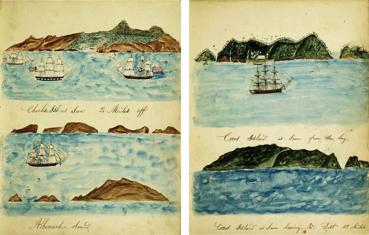 Susan C. Austin Veeder's whaling journal was bedecked with colorful illustrations.