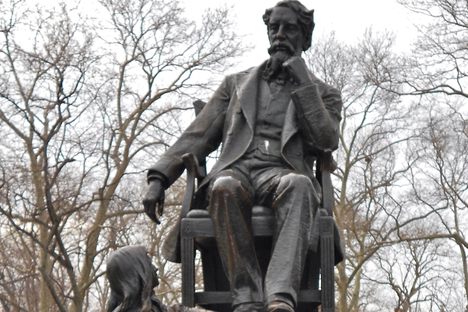 The statue in situ in West Philadelphia's Clark Park. 