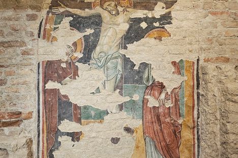 The fresco in the medieval crypt.