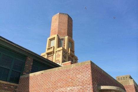 One of the two brick towers