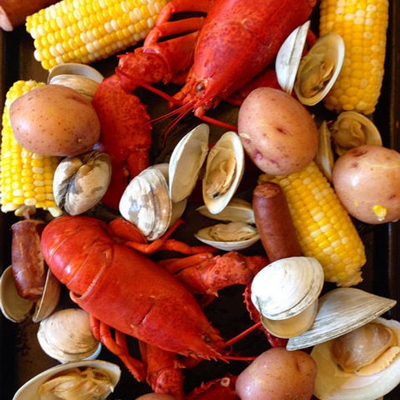 A beachside bounty from a clambake.