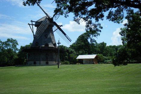 Summertime view of restored windmill