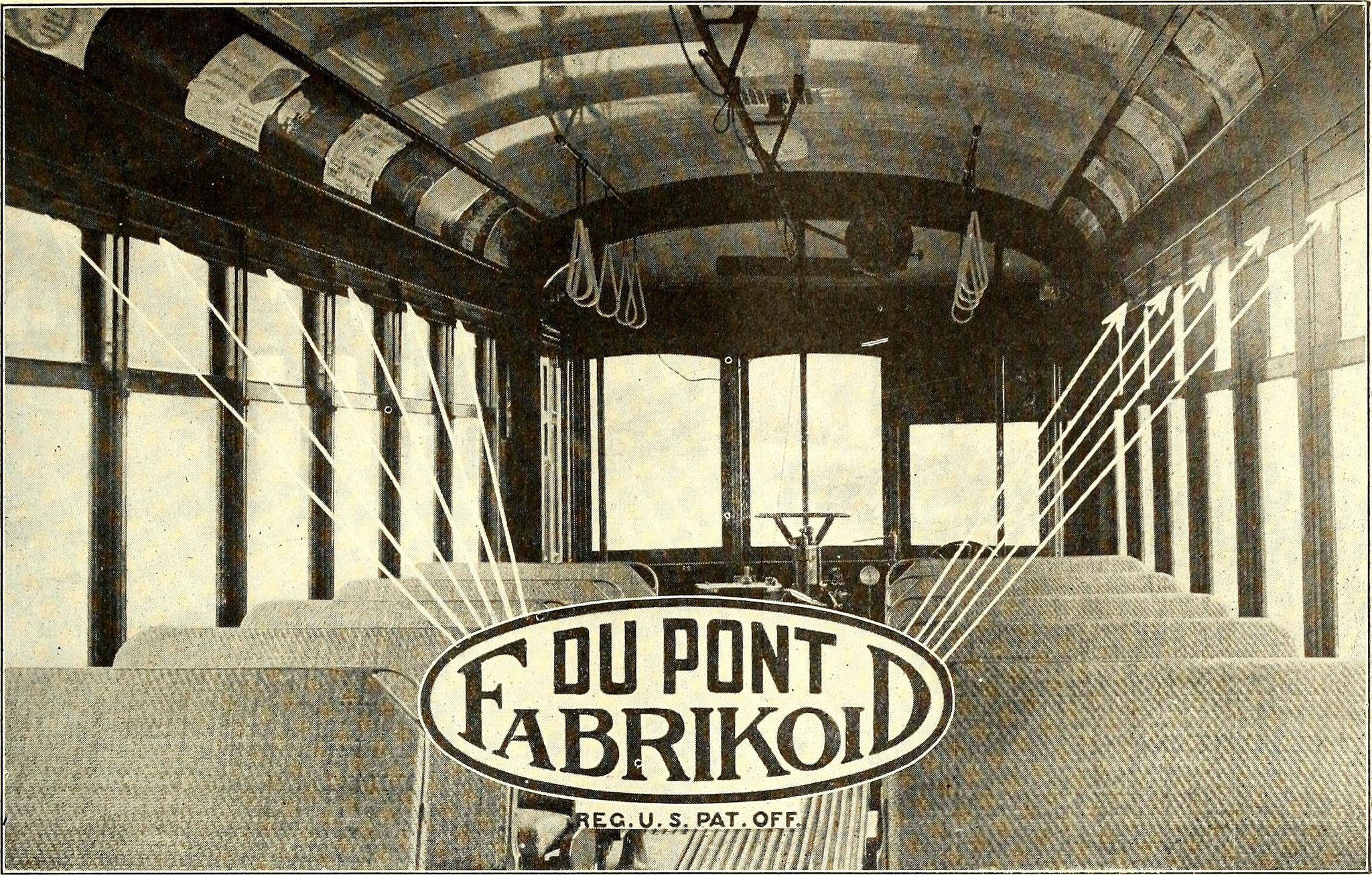 "Use FABRIKOID on car seats. It does not crack, peel or split." From the 1908 <em>Electric Railway Journal</em>.