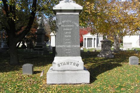 The monument of Elizabeth Cady Stanton in Woodlawn Cemetery, Bronx, NY