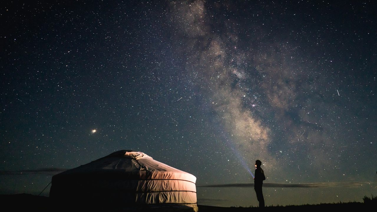 Central Asia yurt night stars