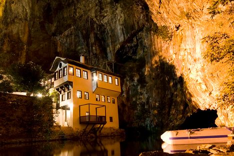Blagaj monastery by night.