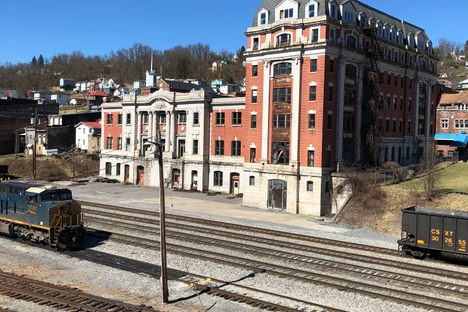 A view of the two properties from the other side of the Tygart River.