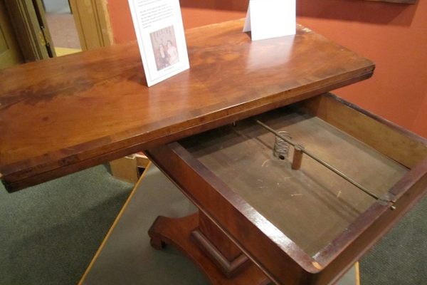 The table on display at the Rochester Historical Society 