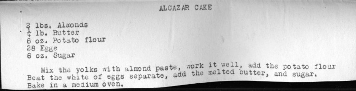 Alcazar cake recipe.
